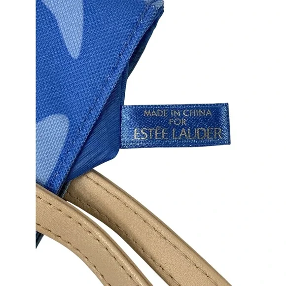 Estee Lauder Blue Floral Makeup Small Tote Bag Fully Lined 2005 7x8x3" - Picture 6 of 7